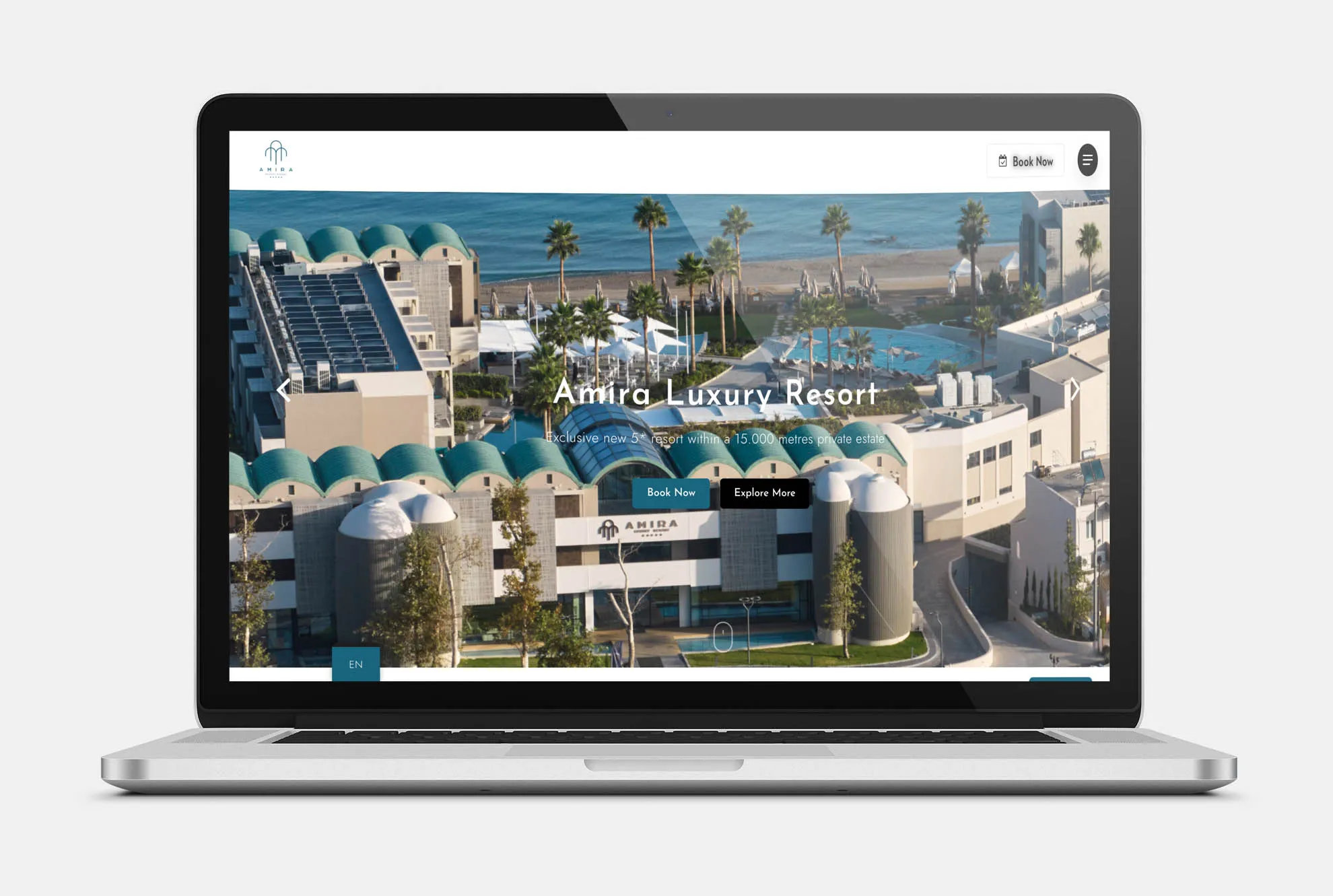 AMIRA LUXURY RESORT Web Design mockup
