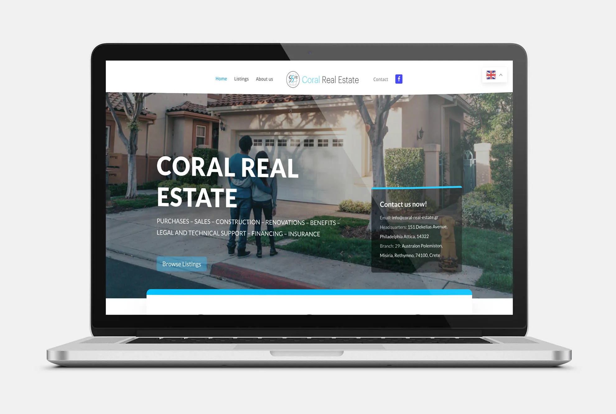 CORAL REAL ESTATE Web Design mockup