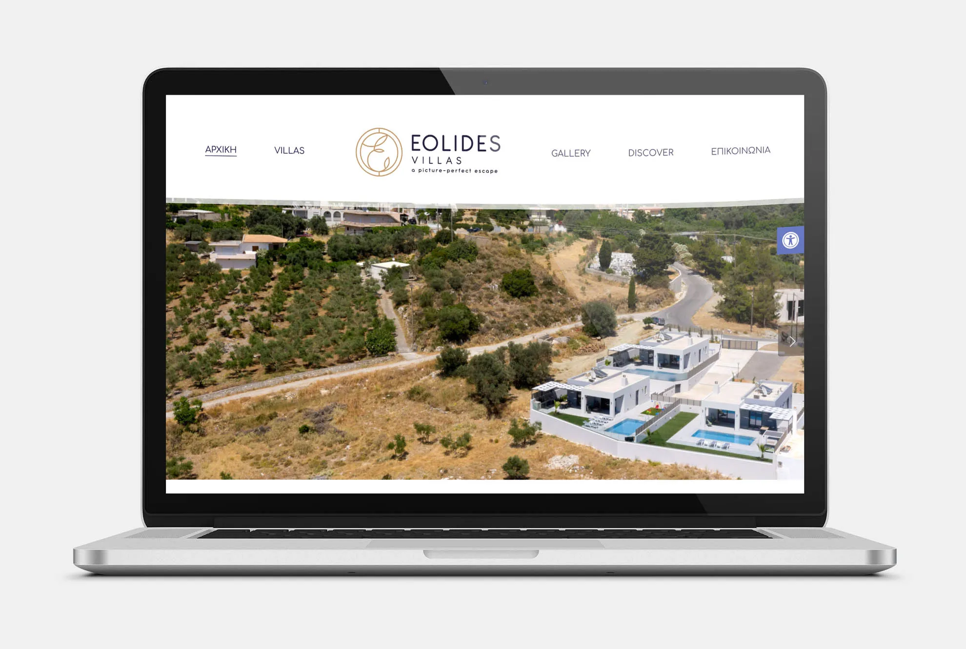 EOLIDES VILLAS Web Design mockup