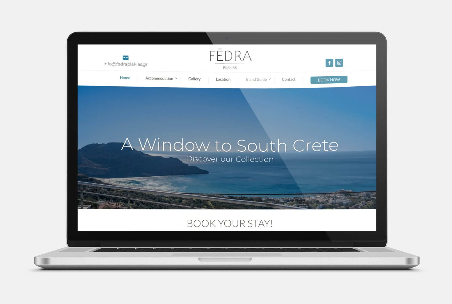 FEDRA SUITES & APARTMENTS Web Design mockup