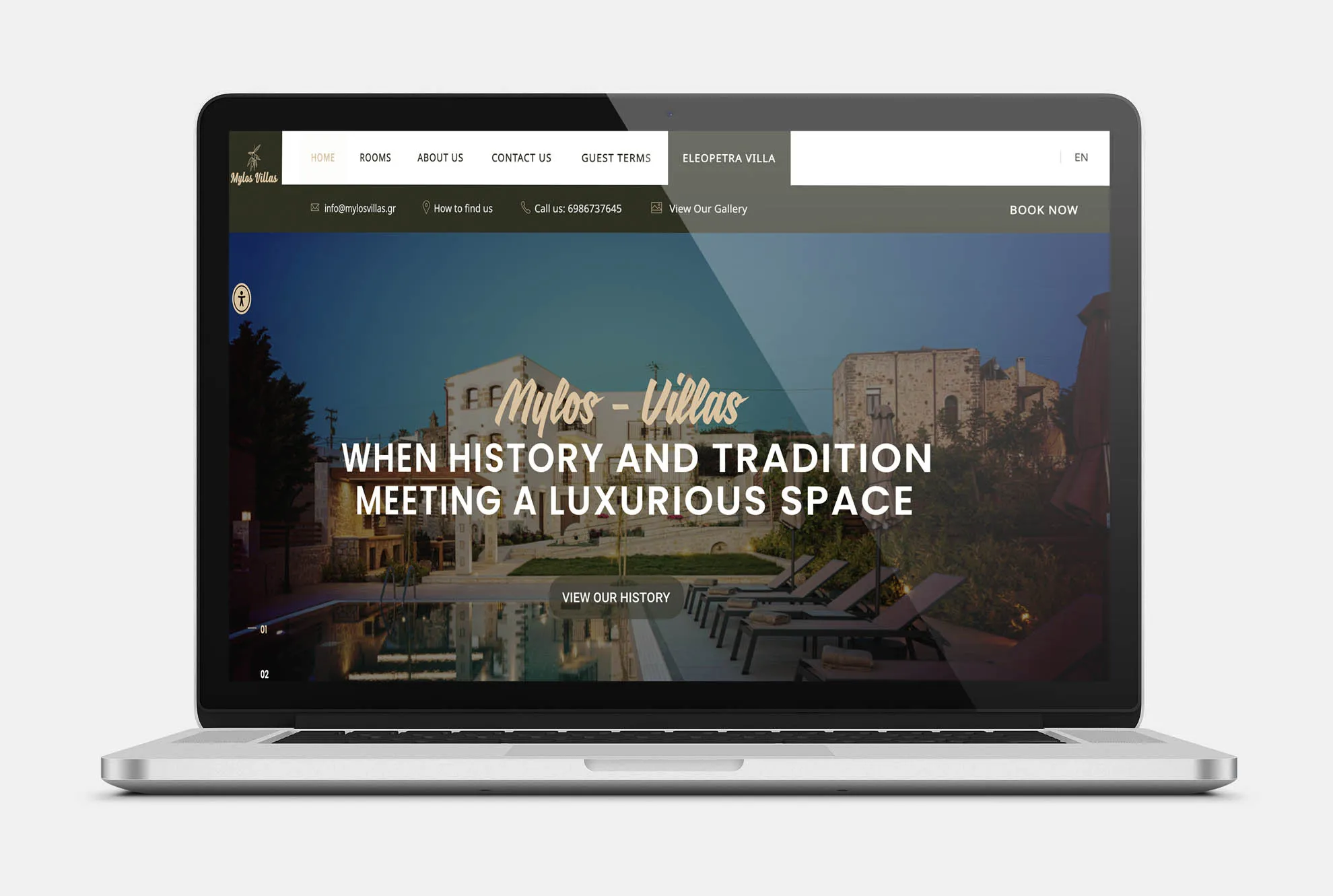 MYLOS VILLAS Web Design mockup