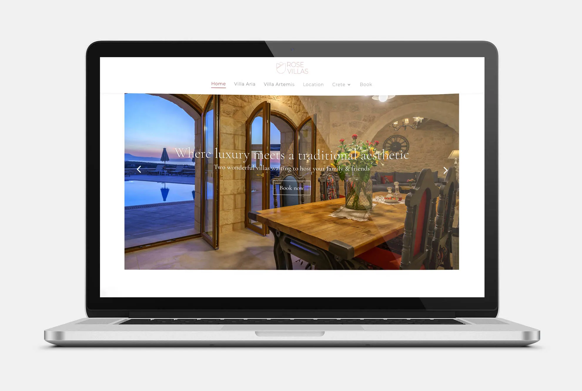 ROSEVILLAS Web Design mockup