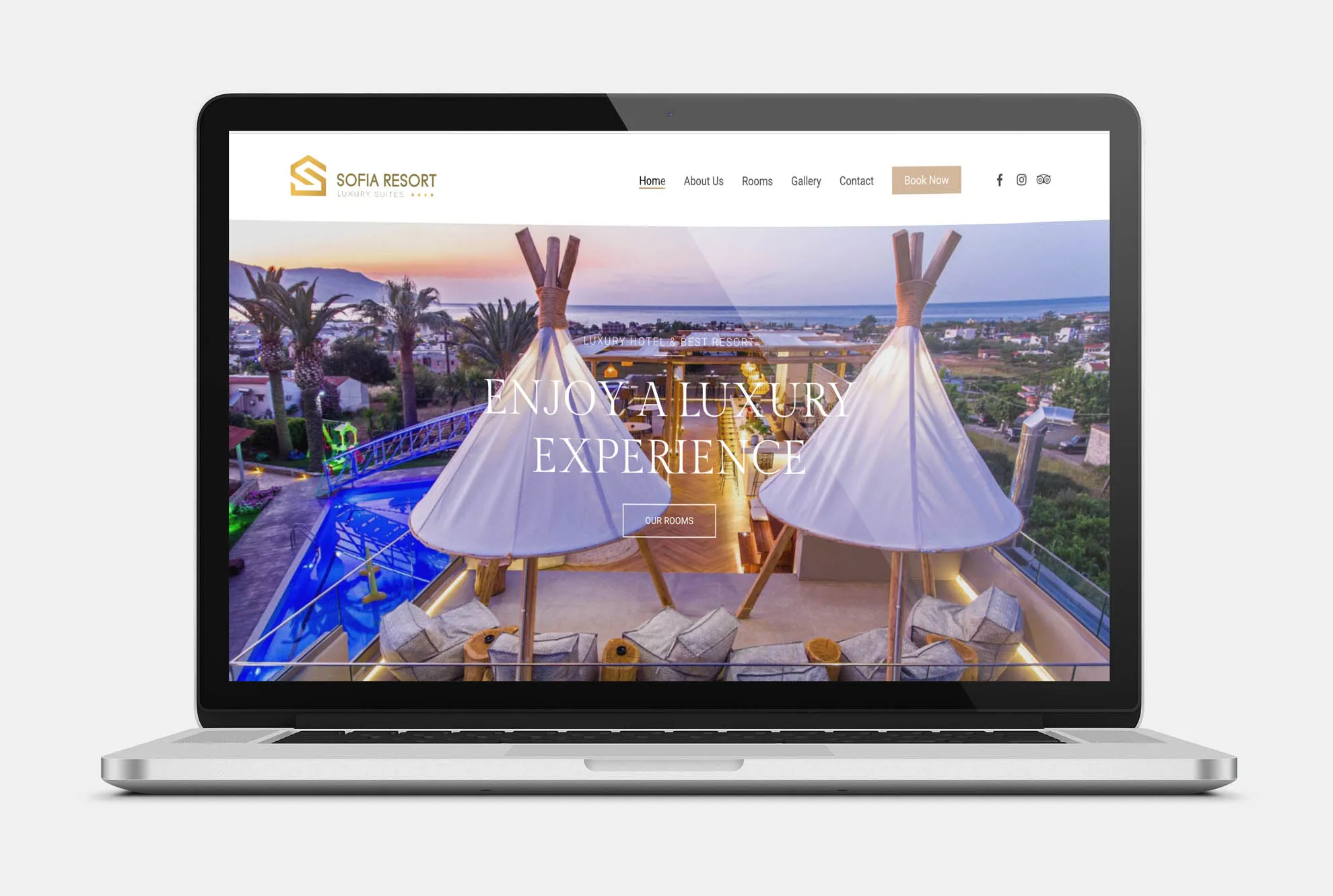 SOFIA RESORT LUXURY SUITES Web Design mockup