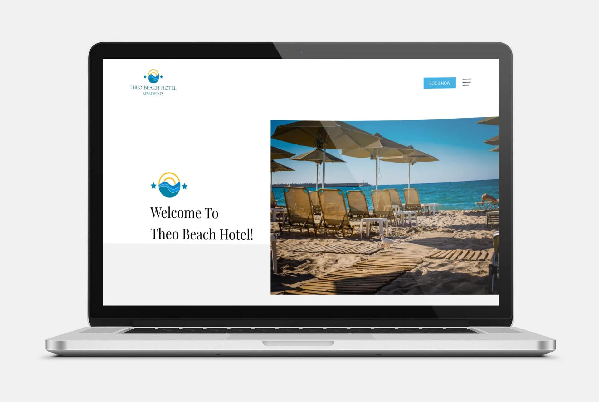 THEO BEACH HOTEL Web Design mockup