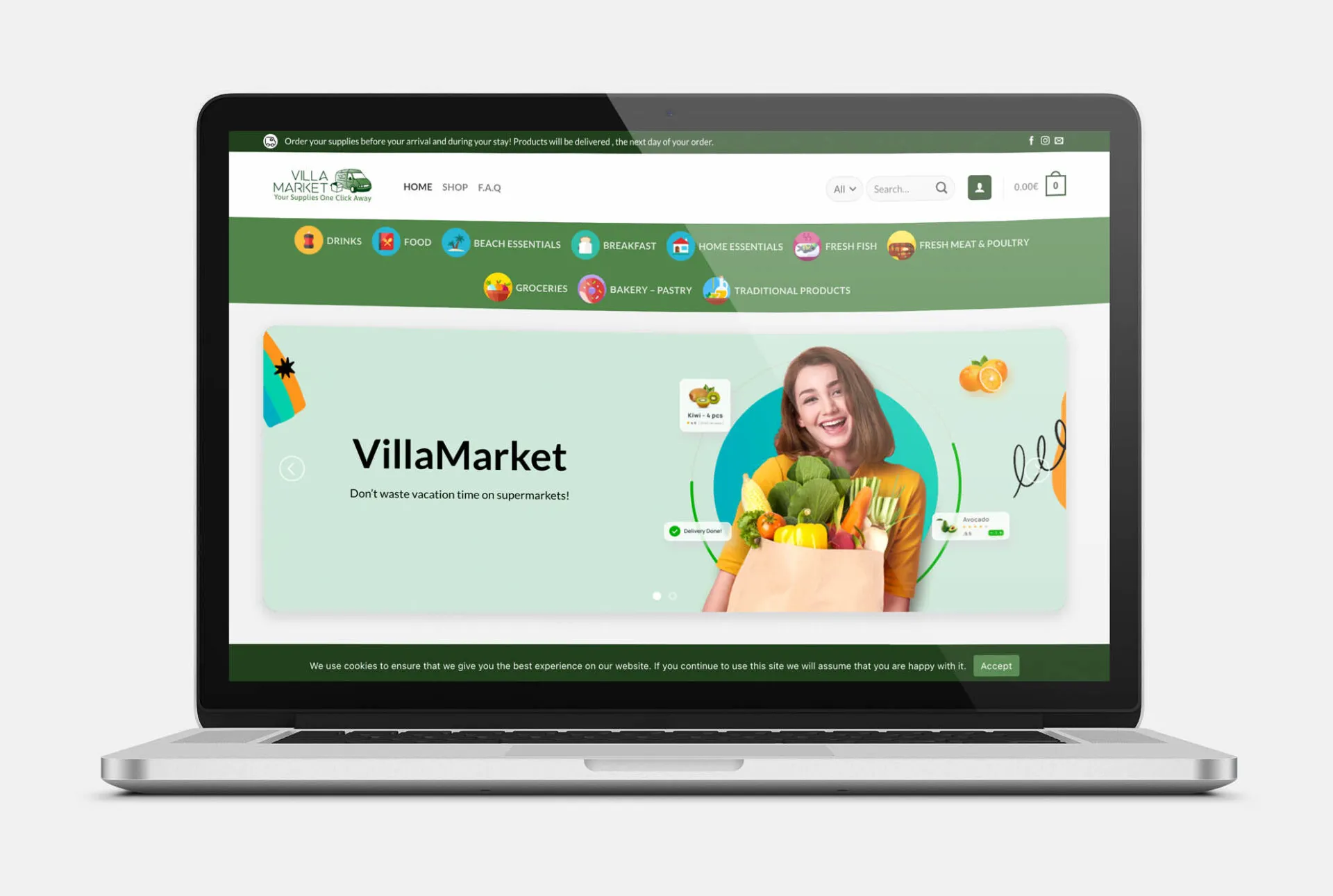 VILLA MARKET Web Design mockup